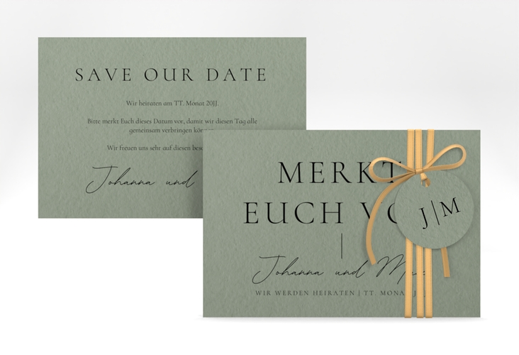 Save the Date-Karte Hochzeitsfreude A6 Karte quer gruen hochglanz