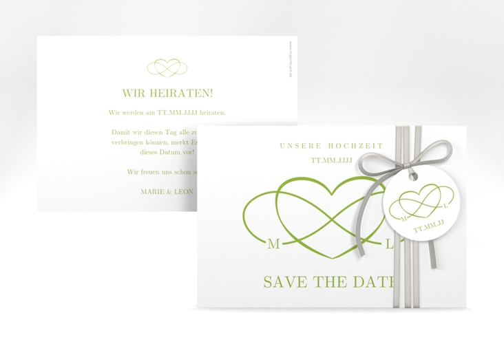 Save the Date-Karte Infinity A6 Karte quer gruen hochglanz