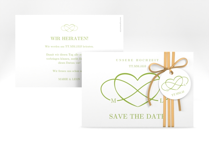 Save the Date-Karte Infinity A6 Karte quer gruen hochglanz