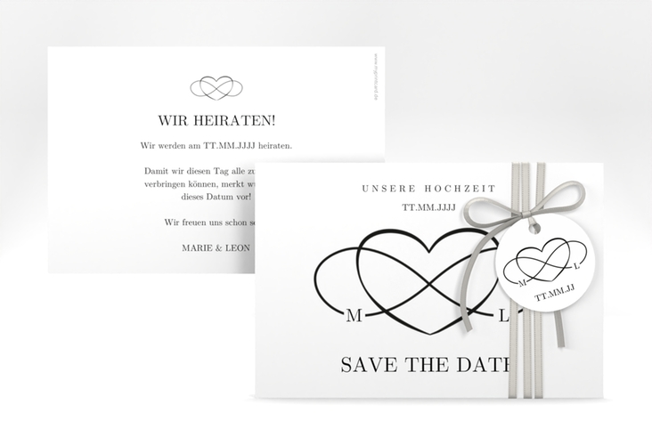 Save the Date-Karte Infinity A6 Karte quer schwarz hochglanz