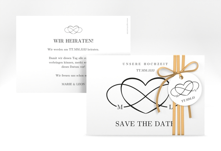 Save the Date-Karte Infinity A6 Karte quer schwarz hochglanz