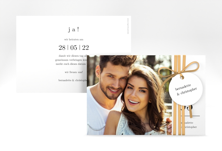 Save the Date-Karte Minimal A6 Karte quer weiss hochglanz