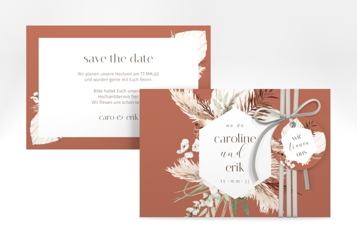 Save the Date-Karte Bohemian A6 Karte quer orange hochglanz