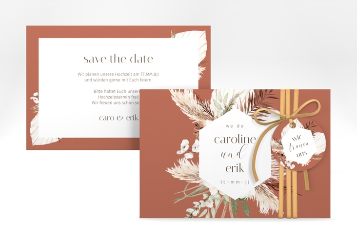 Save the Date-Karte Bohemian A6 Karte quer orange hochglanz