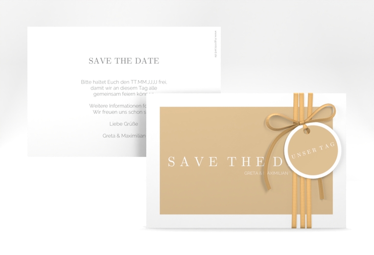 Save the Date-Karte Simply A6 Karte quer beige hochglanz