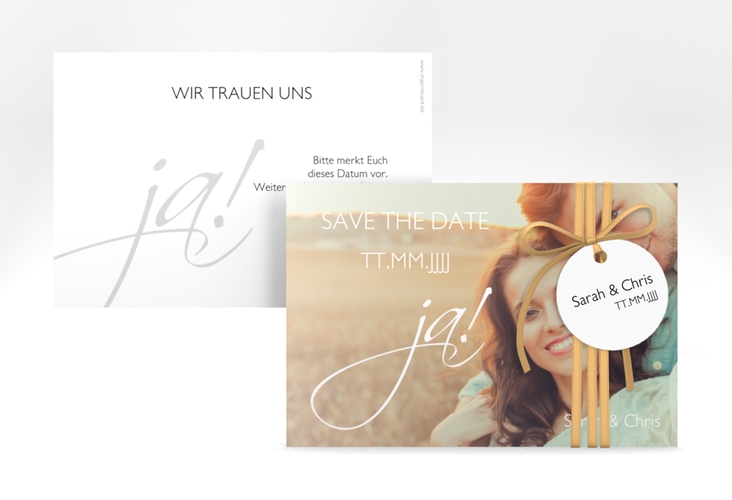 Save the Date-Karte Hochzeit Clarity A6 Karte quer weiss hochglanz