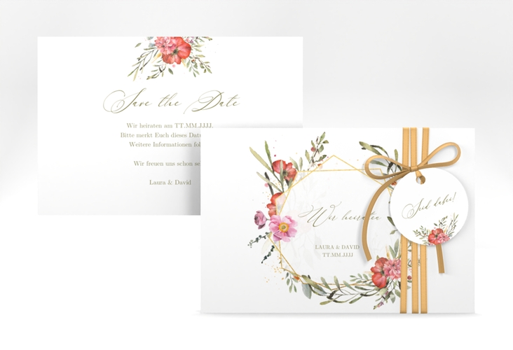 Save the Date-Karte Sommergarten A6 Karte quer weiss