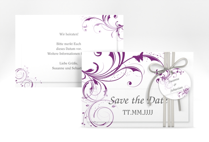 Save the Date-Karte Hochzeit Palma A6 Karte quer lila