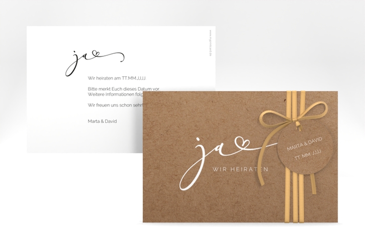 Save the Date-Karte Jawort A6 Karte quer hochglanz modern minimalistisch mit veredelter Aufschrift