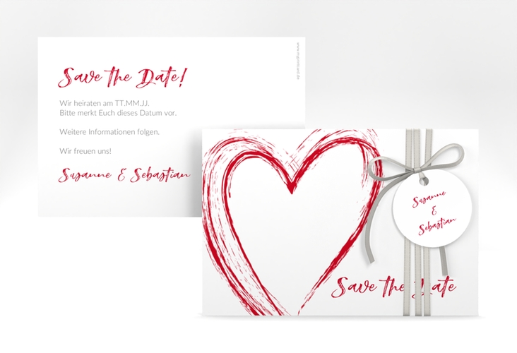 Save the Date-Karte Liebe A6 Karte quer rot