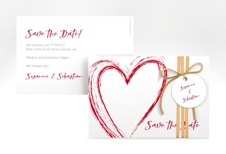 Save the Date-Karte Liebe A6 Karte quer rot