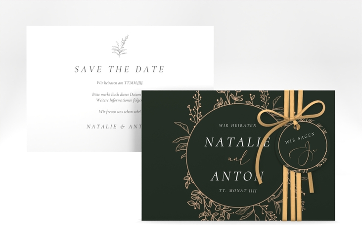 Save the Date-Karte Herbs A6 Karte quer gruen