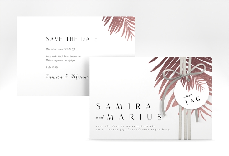 Save the Date-Karte Palmenblatt A6 Karte quer mit Palmenwedel