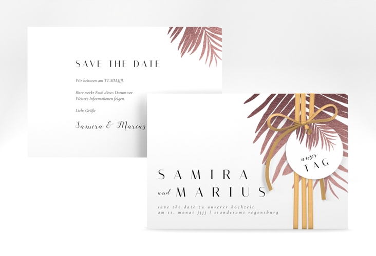 Save the Date-Karte Palmenblatt A6 Karte quer mit Palmenwedel