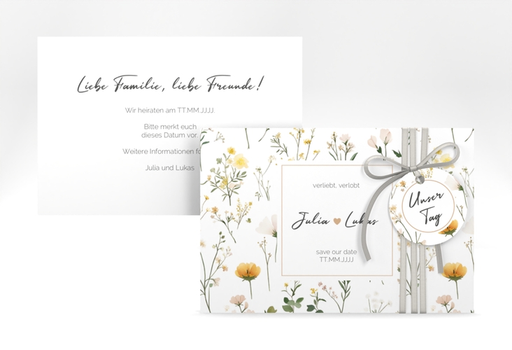 Save the Date-Karte Blumenwiese A6 Karte quer bunt hochglanz