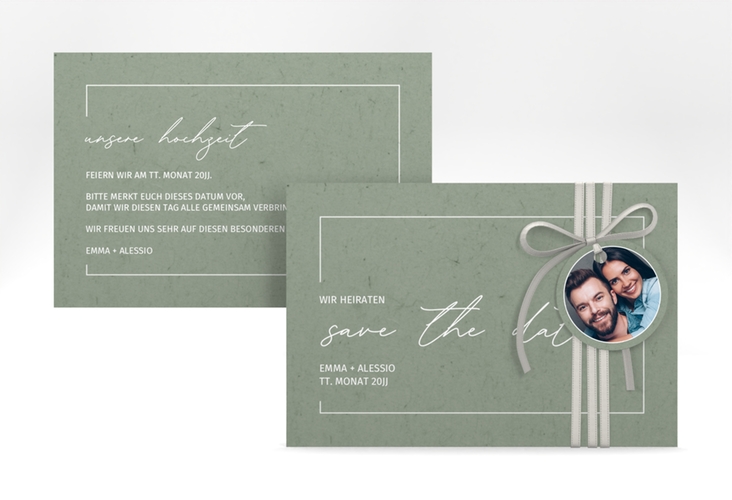 Save the Date-Karte Simple Line A6 Karte quer gruen