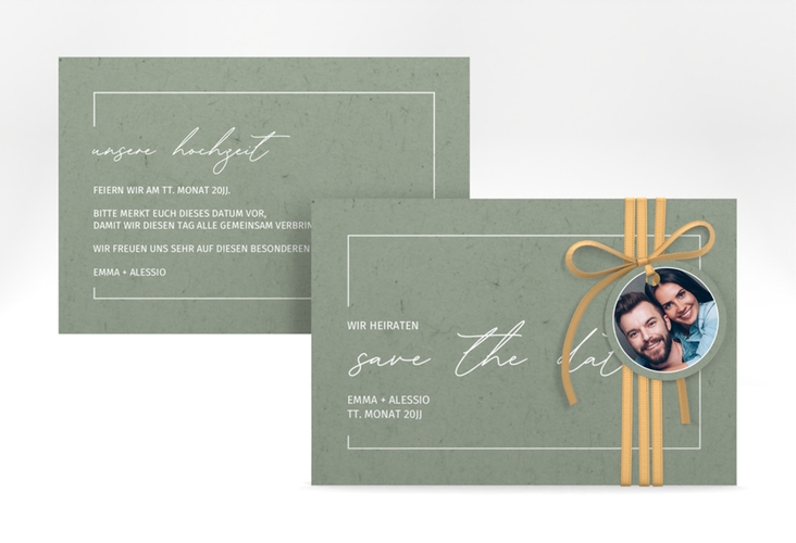 Save the Date-Karte Simple Line A6 Karte quer gruen