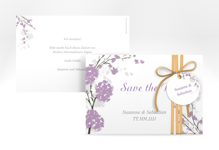 Save the Date-Karte Hochzeit Salerno A6 Karte quer flieder hochglanz