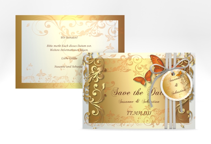 Save the Date-Karte Hochzeit "Toulouse" DIN A6 quer orange