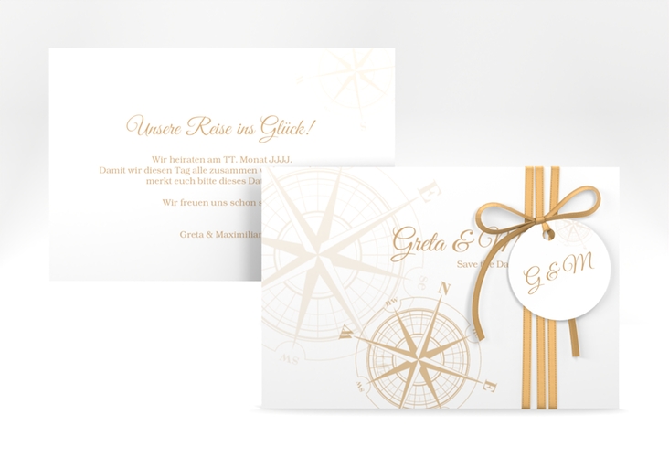 Save the Date-Karte Windrose A6 Karte quer beige