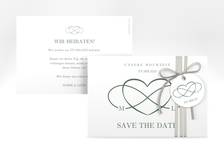 Save the Date-Karte Infinity A6 Karte quer gruen hochglanz