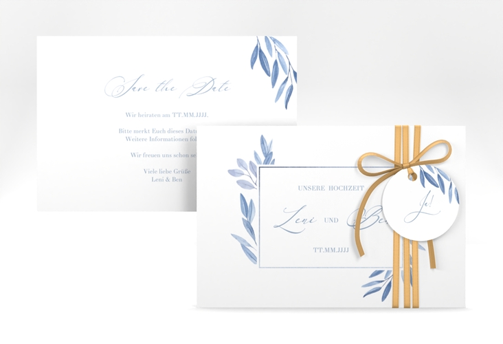 Save the Date-Karte Classicblue A6 Karte quer weiss hochglanz