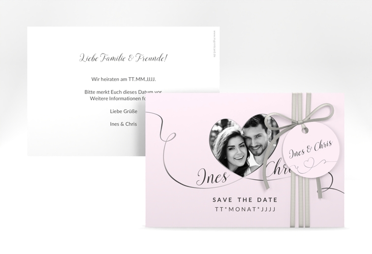 Save the Date-Karte Hochzeit Dolce A6 Karte quer rosa hochglanz