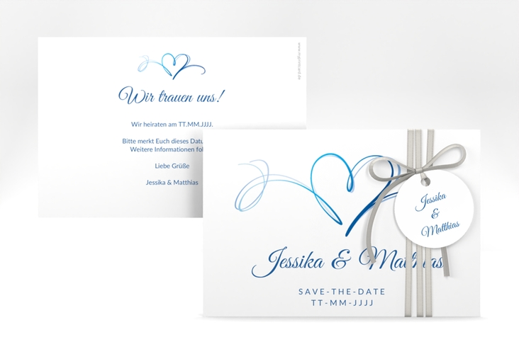 Save the Date-Karte Envie A6 Karte quer blau