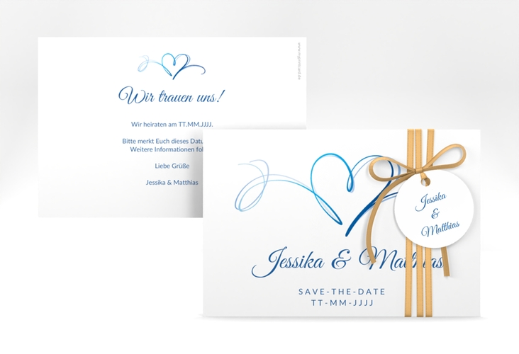 Save the Date-Karte Envie A6 Karte quer blau