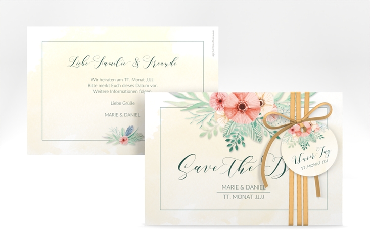 Save the Date-Karte Hochzeit Surfinia A6 Karte quer apricot