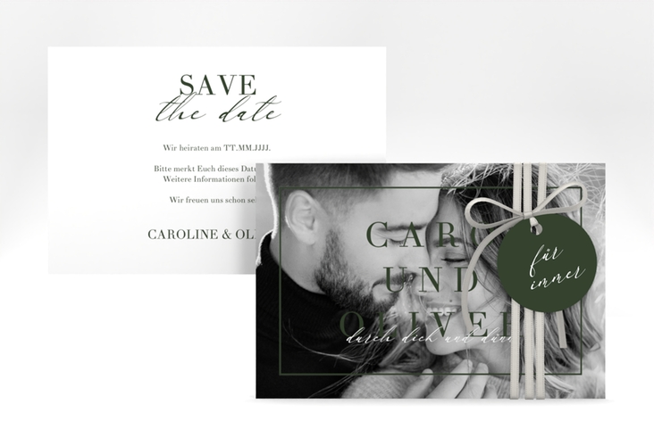 Save the Date-Karte Moment A6 Karte quer gruen hochglanz