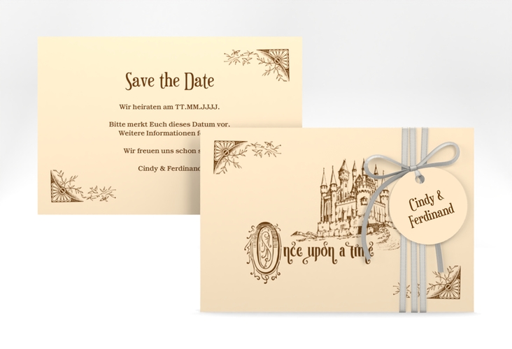 Save the Date-Karte Storybook A6 Karte quer mit Märchenschloss
