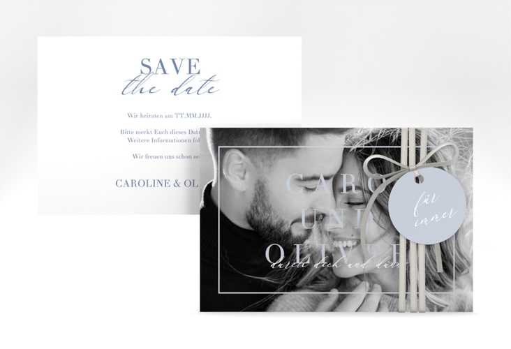Save the Date-Karte Moment A6 Karte quer blau hochglanz