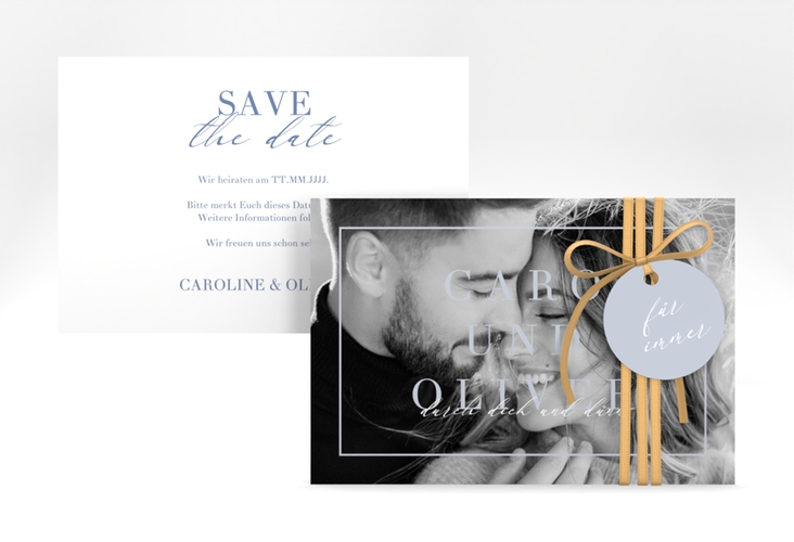 Save the Date-Karte Moment A6 Karte quer blau hochglanz