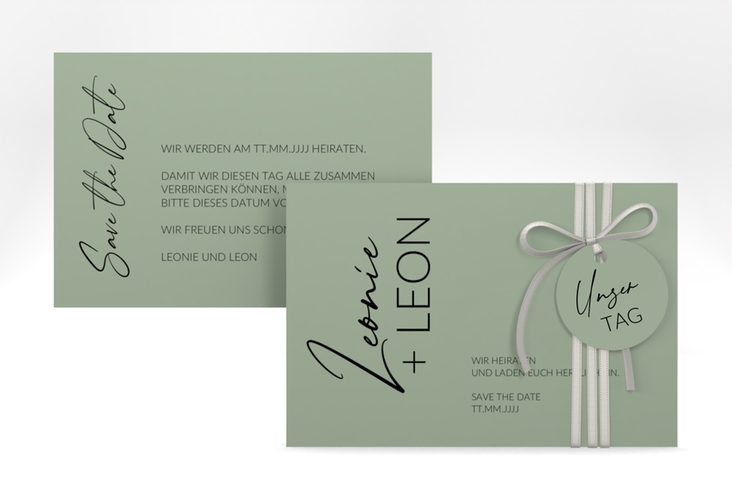 Save the Date-Karte Your Name A6 Karte quer gruen