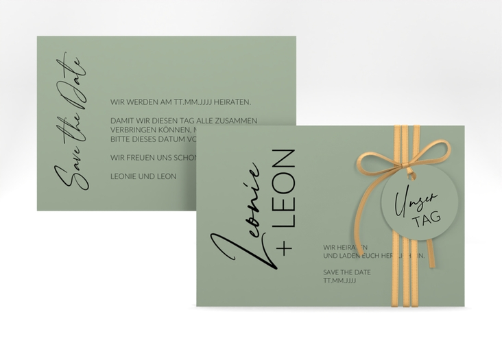 Save the Date-Karte Your Name A6 Karte quer gruen