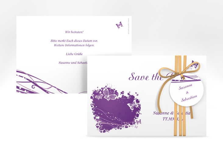 Save the Date-Karte Hochzeit "Mailand" A6 quer lila