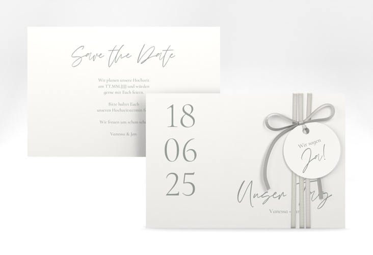 Save the Date-Karte Day A6 Karte quer weiss mit Datum im minimalistischen Design