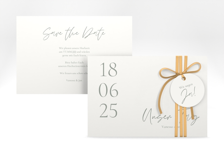 Save the Date-Karte Day A6 Karte quer weiss mit Datum im minimalistischen Design