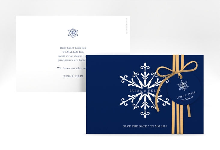 Save the Date-KarteCrystal A6 Karte quer mit Eiskristall
