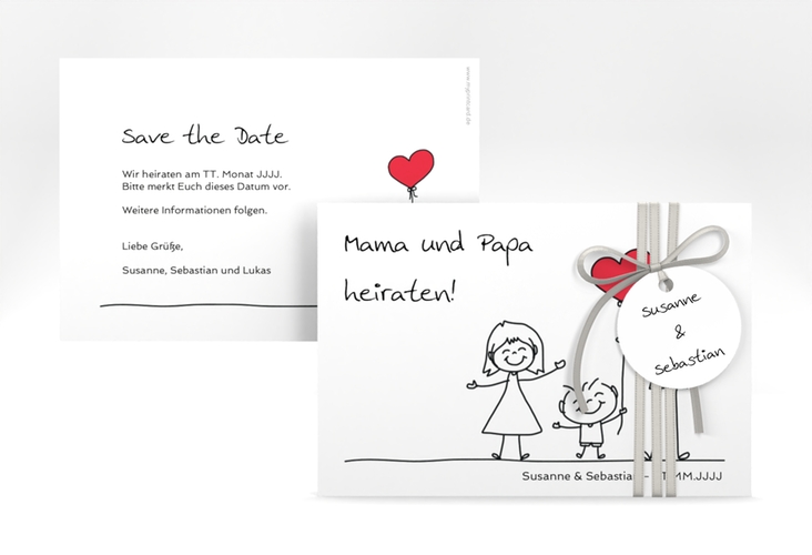 Save the Date-Karte Family A6 Karte quer weiss hochglanz
