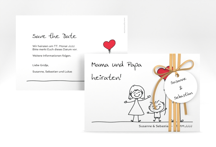 Save the Date-Karte Family A6 Karte quer weiss hochglanz