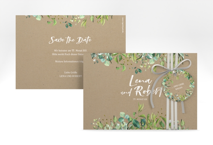 Save the Date-Karte Natural A6 Karte quer Kraftpapier