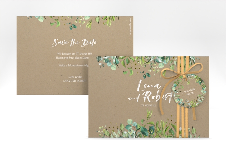 Save the Date-Karte Natural A6 Karte quer Kraftpapier