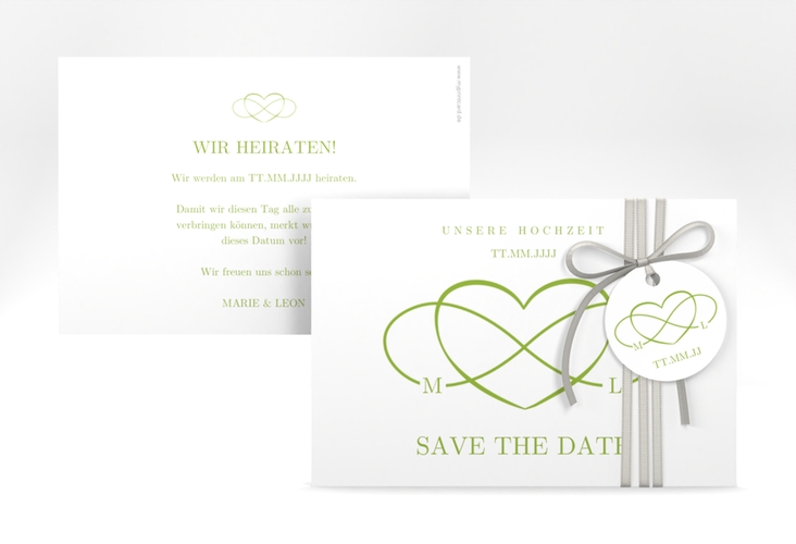 Save the Date-Karte Infinity A6 Karte quer gruen hochglanz