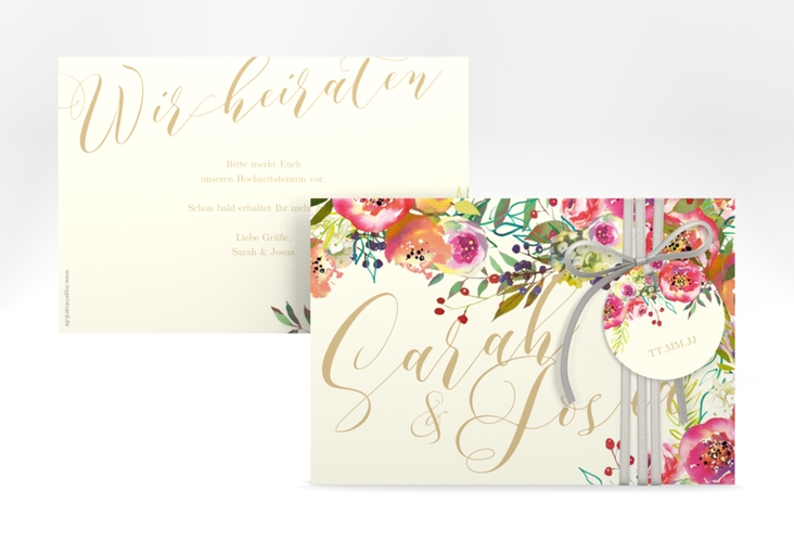 Save the Date-Karte Flowerbomb A6 Karte quer hochglanz