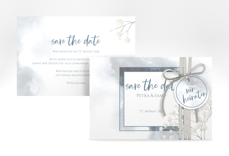 Save the Date-Karte Winter A6 Karte quer mit Schleierkraut