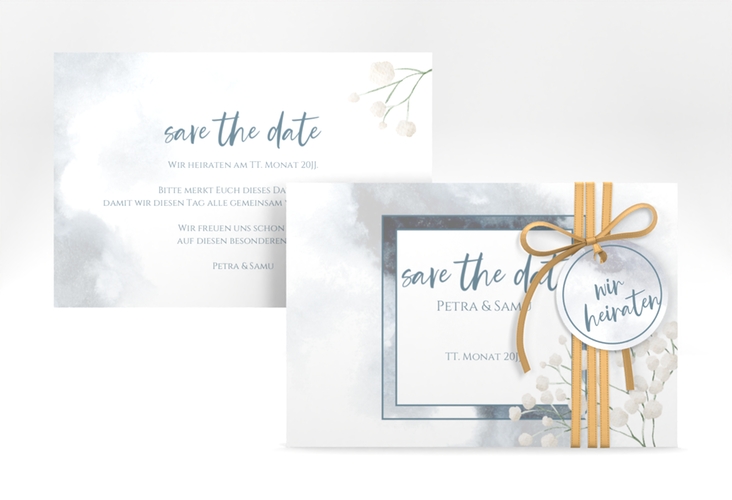 Save the Date-Karte Winter A6 Karte quer mit Schleierkraut