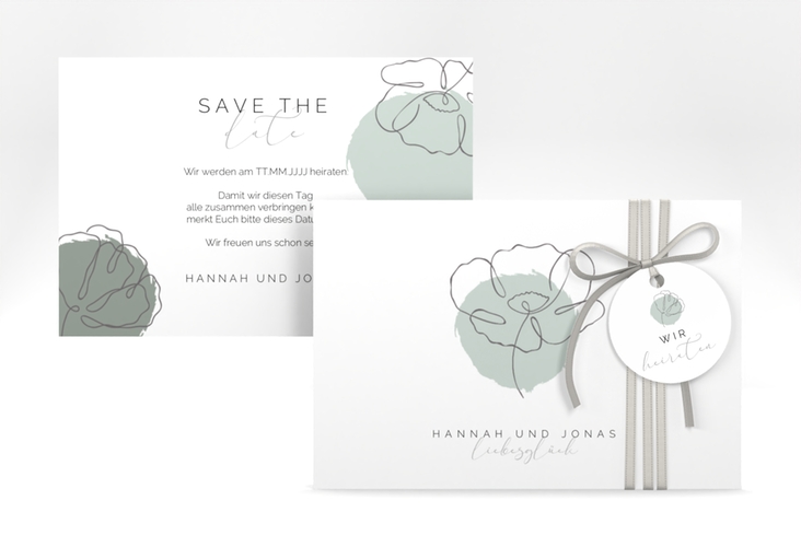 Save the Date-Karte Flowerline A6 Karte quer