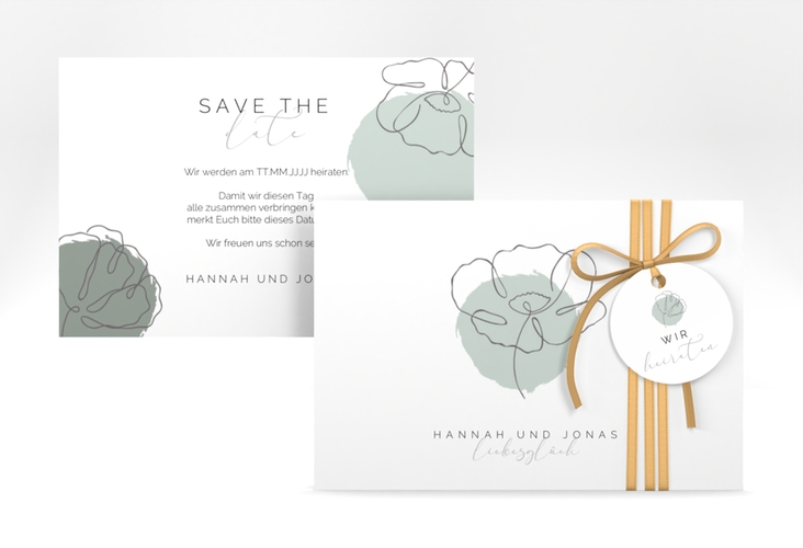 Save the Date-Karte Flowerline A6 Karte quer